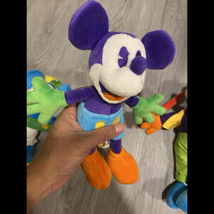 DISNEY Mickey Mouse Plush RARE Multi-Color Outfit Purple Nose
